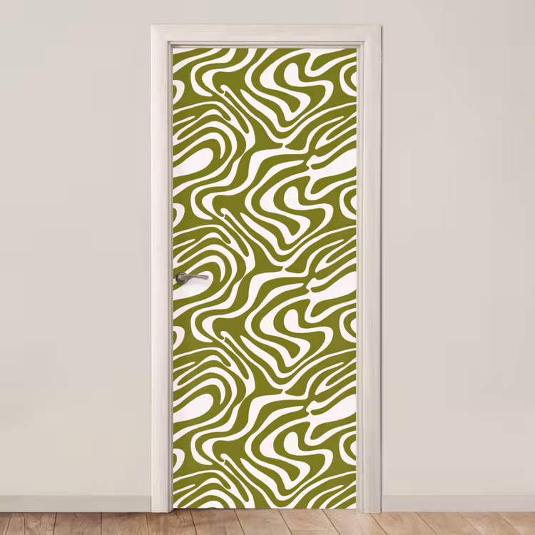 Lijnpatroon - Groen - Organisch deurposter klein 289 -3d_beige