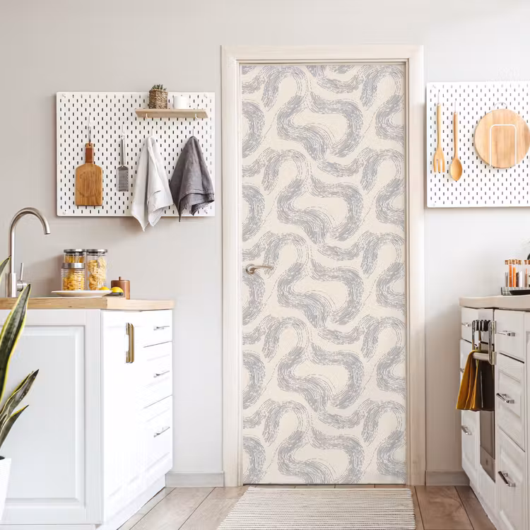 Lijnen - Patroon - Beige - Minimalistisch deurposter klein 289 -sfeer5