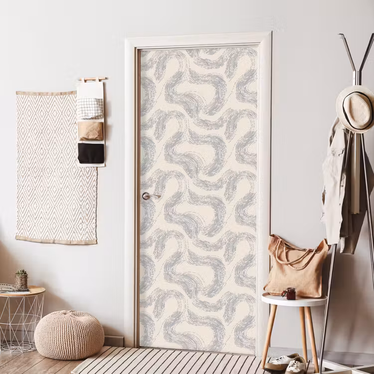 Lijnen - Patroon - Beige - Minimalistisch deurposter klein 289 -sfeer6