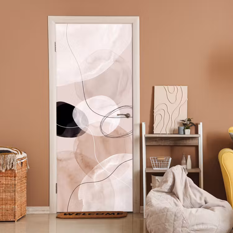 Door sticker - Lines - Wavy - Art - Lijnen - Golvend - Kunst deurposter klein