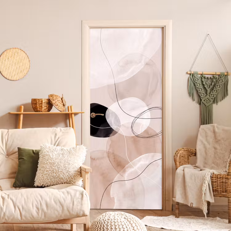 Door sticker - Lines - Wavy - Art - Lijnen - Golvend - Kunst deurposter klein