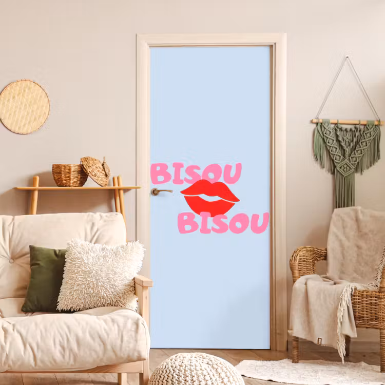 Lippen - Bisou - Blauw deurposter klein -sfeer2