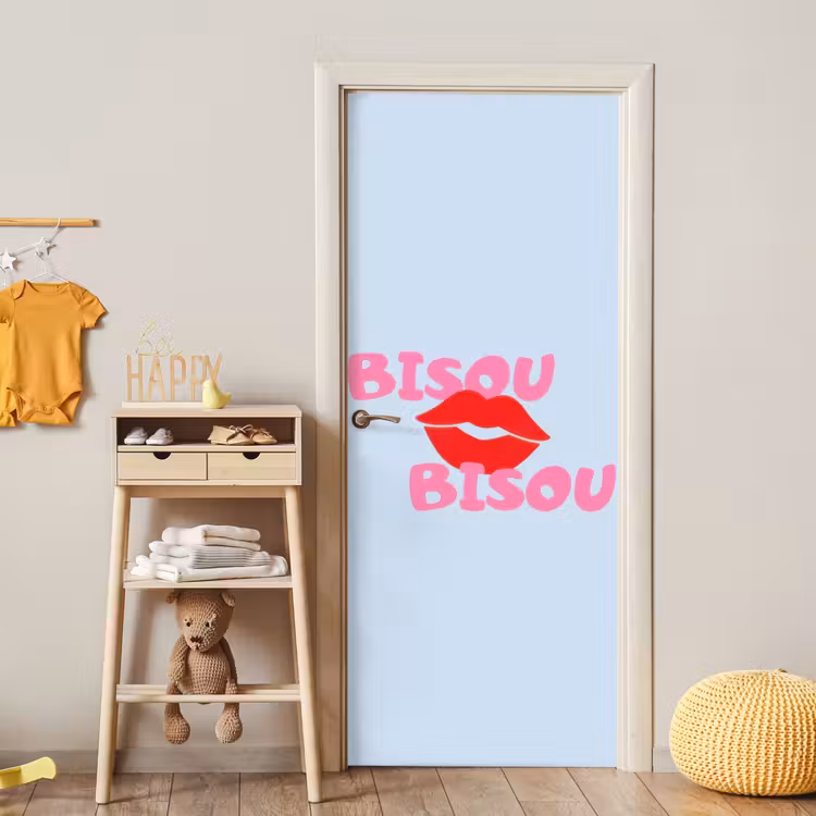 Lippen - Bisou - Blauw deurposter klein -sfeer4