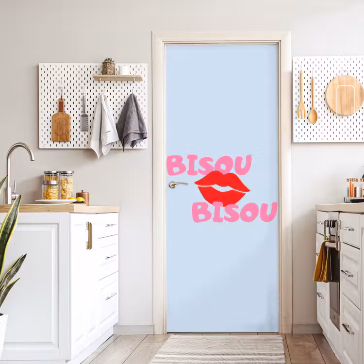 Lippen - Bisou - Blauw deurposter klein -sfeer5