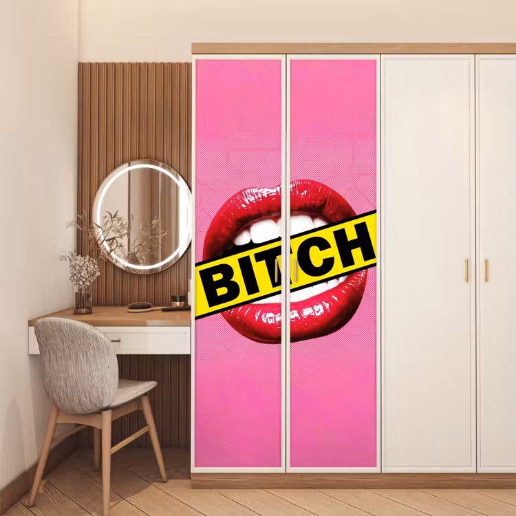 Lippen - Tekst - Kleurrijk deurposter klein -sfeer3