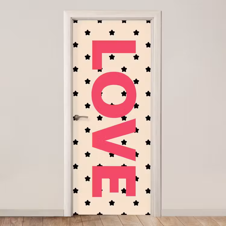 Love - Stippen - Roze deurposter klein -3d_beige