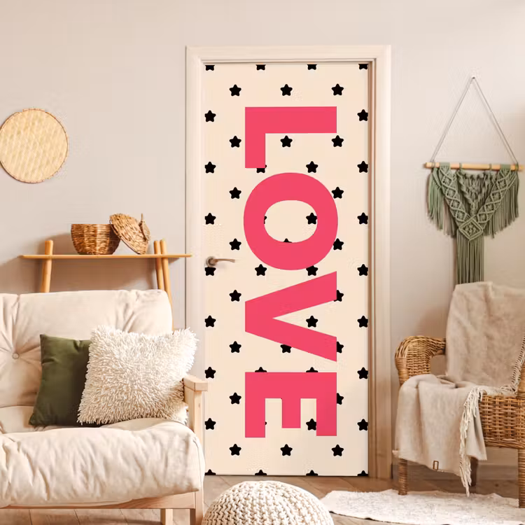 Love - Stippen - Roze deurposter klein -sfeer2