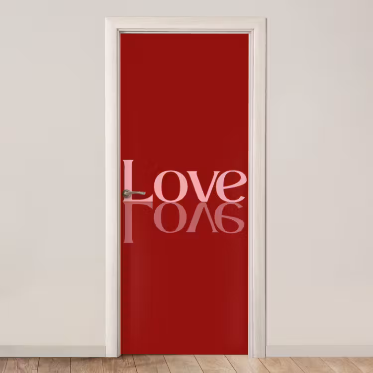 Love - Spiegeling - Rood deurposter klein -3d_beige