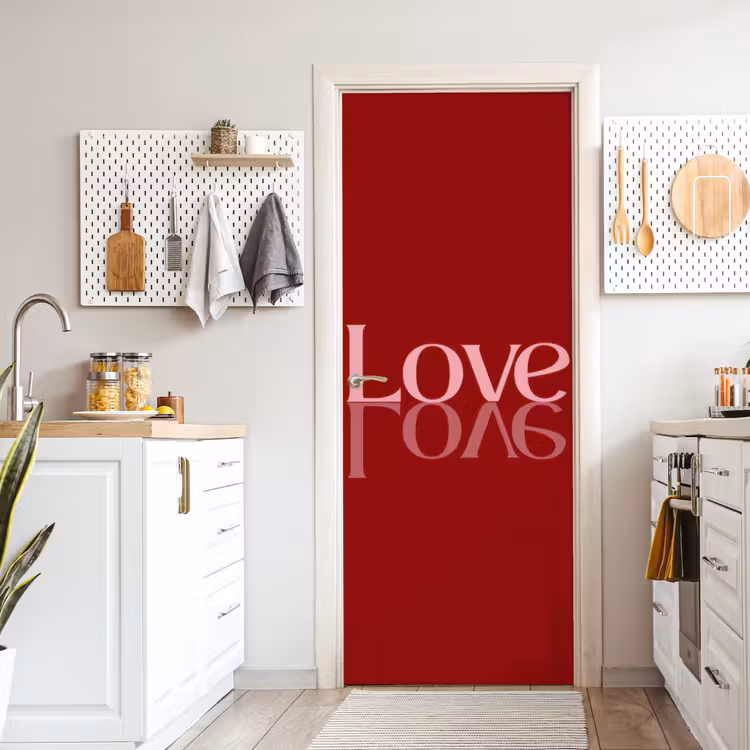 Love - Spiegeling - Rood deurposter klein -sfeer5