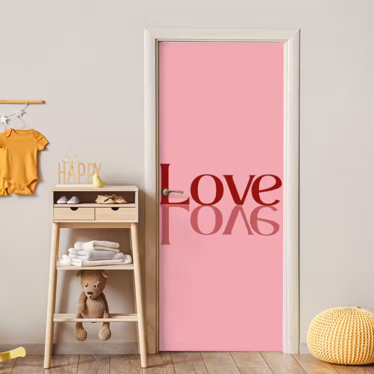 Love - Roze - Spiegeling deurposter klein -sfeer4
