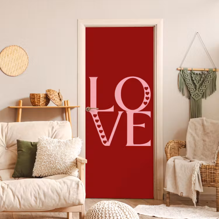 Love - Rood - Hatjes deurposter klein -sfeer2