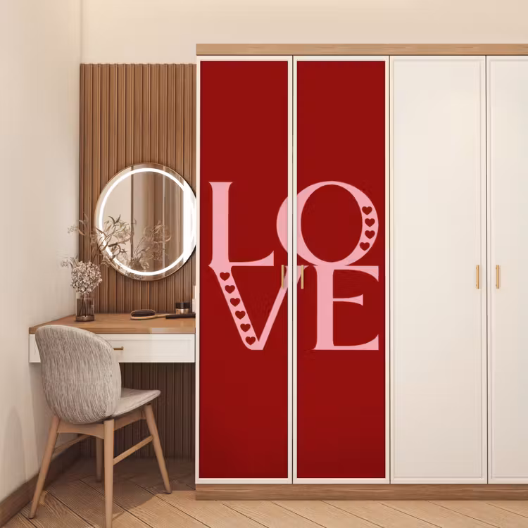 Love - Rood - Hatjes deurposter klein -sfeer3