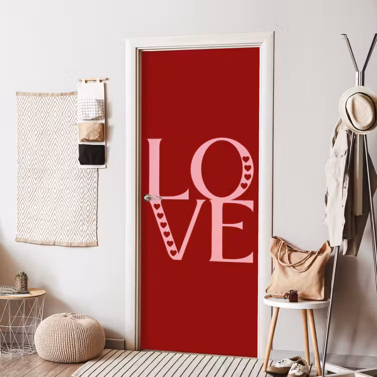 Love - Rood - Hatjes deurposter klein -sfeer6