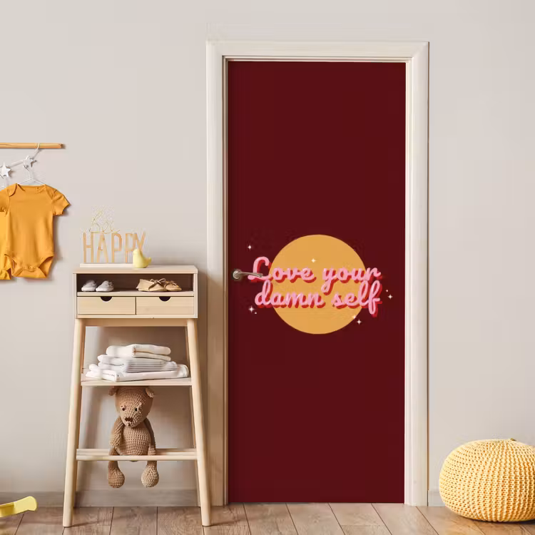 love your damn self - Cirkel - Glitter - Rood deurposter klein -sfeer4