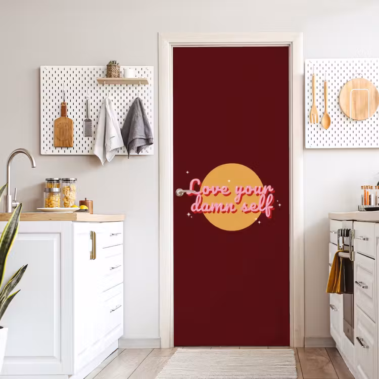 love your damn self - Cirkel - Glitter - Rood deurposter klein -sfeer5