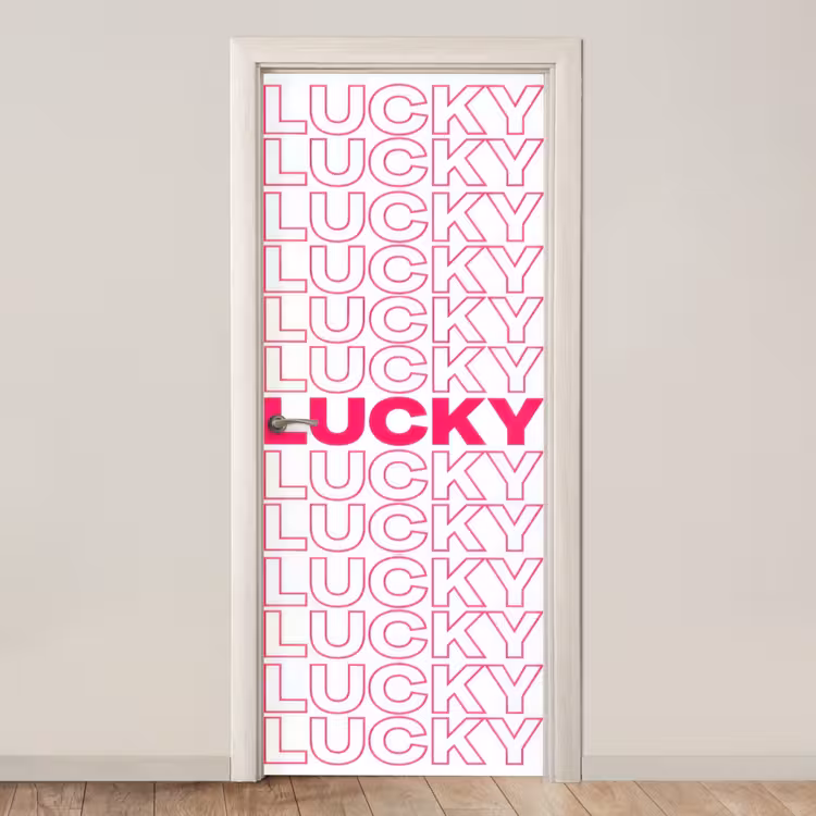 Lucky - Roze - Patroon deurposter klein -3d_beige