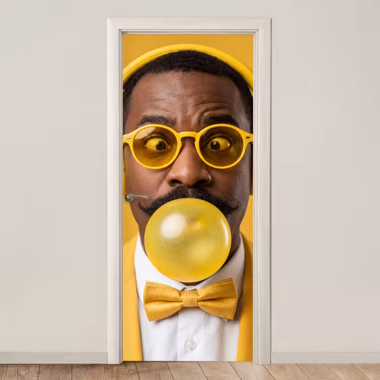 Man - Bubblegum - Portret - Geel - Modern deurposter klein -3d_beige