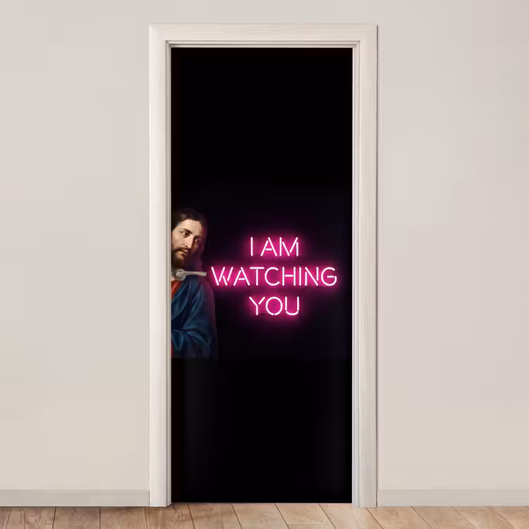 Man - Tekst - Neon deurposter klein -3d_beige