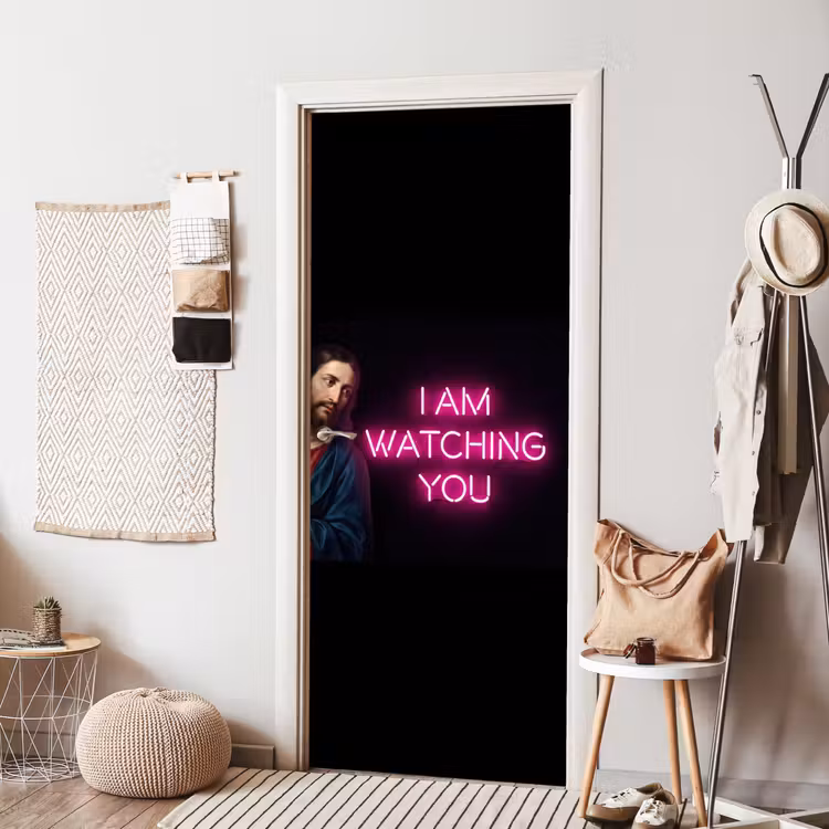Man - Tekst - Neon deurposter klein -sfeer6