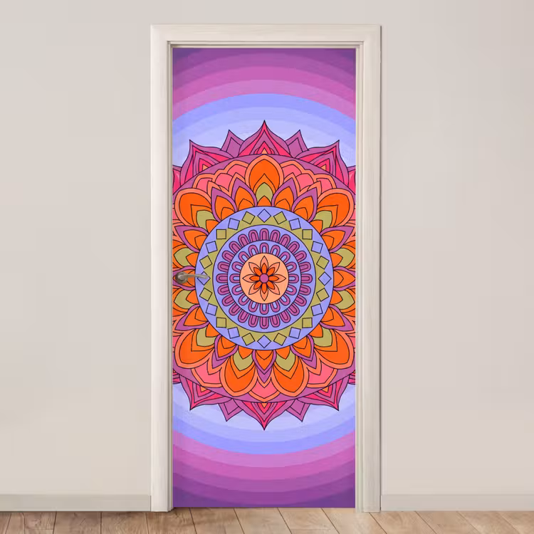 Mandala - Cirkel - Abstract - Kleurrijk - Patroon deurposter klein -3d_beige