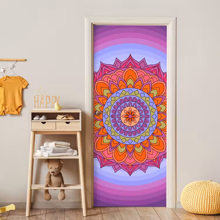 Mandala - Cirkel - Abstract - Kleurrijk - Patroon deurposter klein -sfeer4