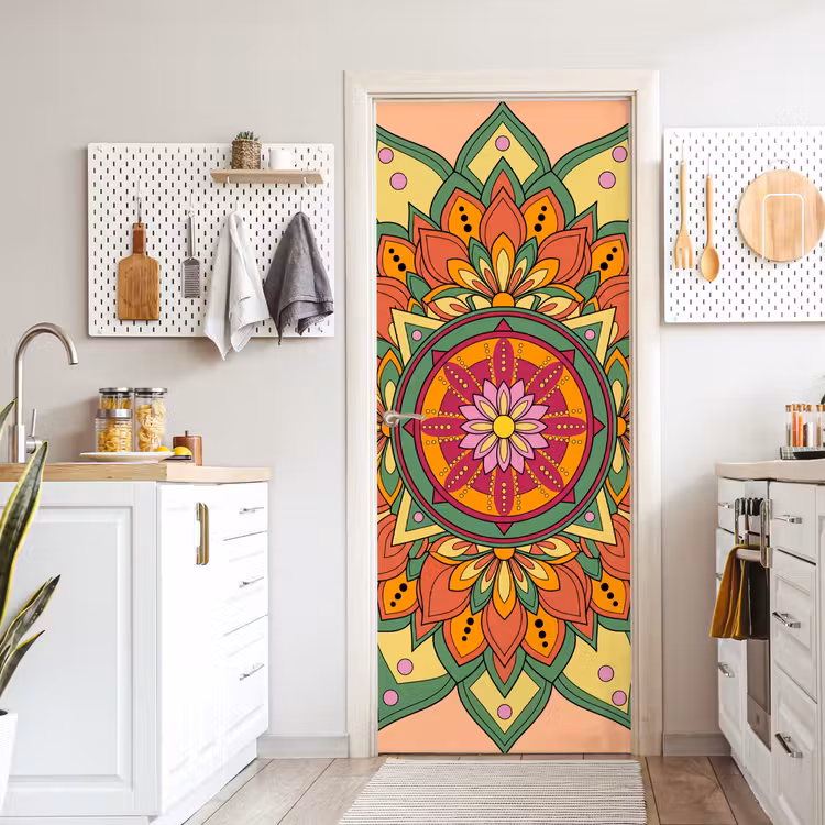 Mandala - Bloemen - Abstract - Kleurrijk deurposter klein -sfeer5