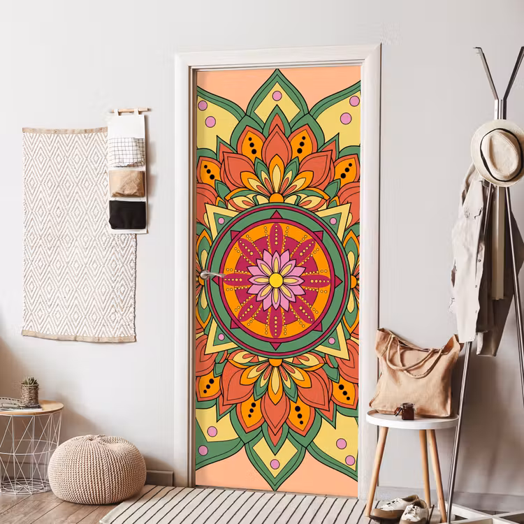Mandala - Bloemen - Abstract - Kleurrijk deurposter klein -sfeer6