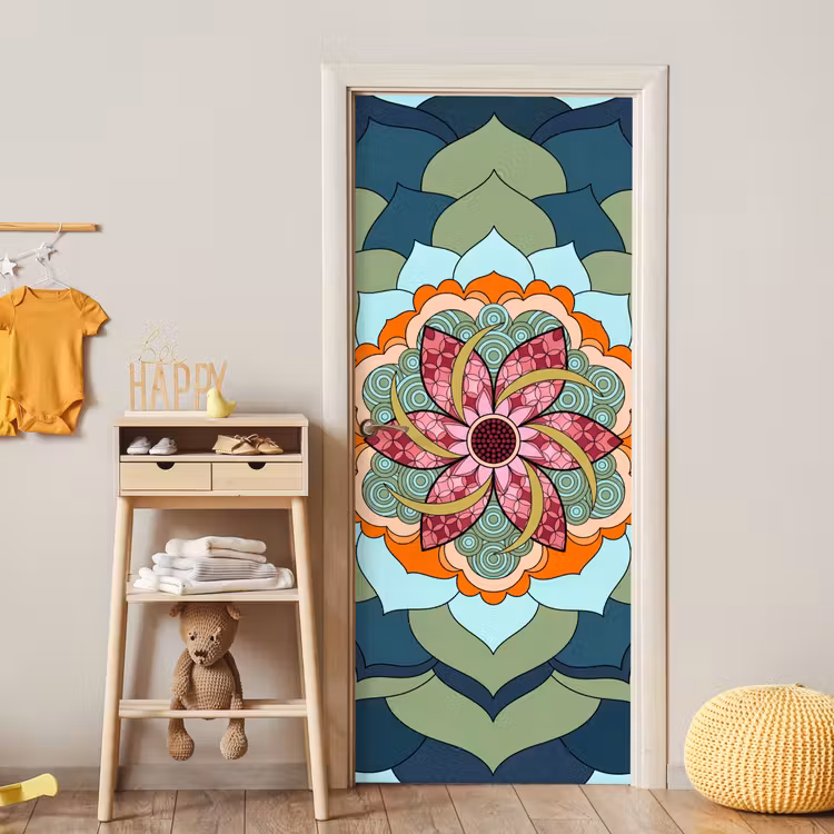 Mandala - Geometrisch - Kunst - Decoratief - Kleurrijk deurposter klein -sfeer4