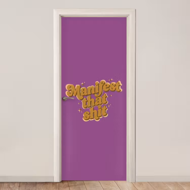 Manifest that shit - Paars - Glitter deurposter klein -3d_beige