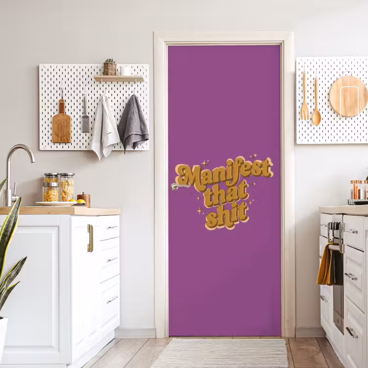 Manifest that shit - Paars - Glitter deurposter klein -sfeer5