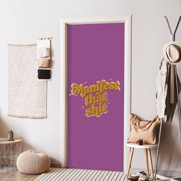 Manifest that shit - Paars - Glitter deurposter klein -sfeer6