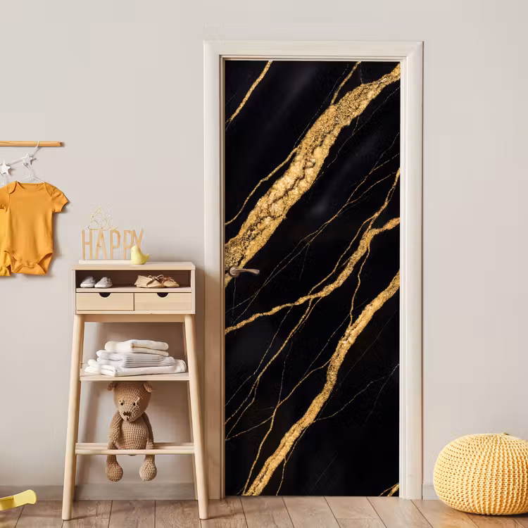 Marmer - Goud - Textuur - Abstract - Zwart deurposter klein -sfeer4