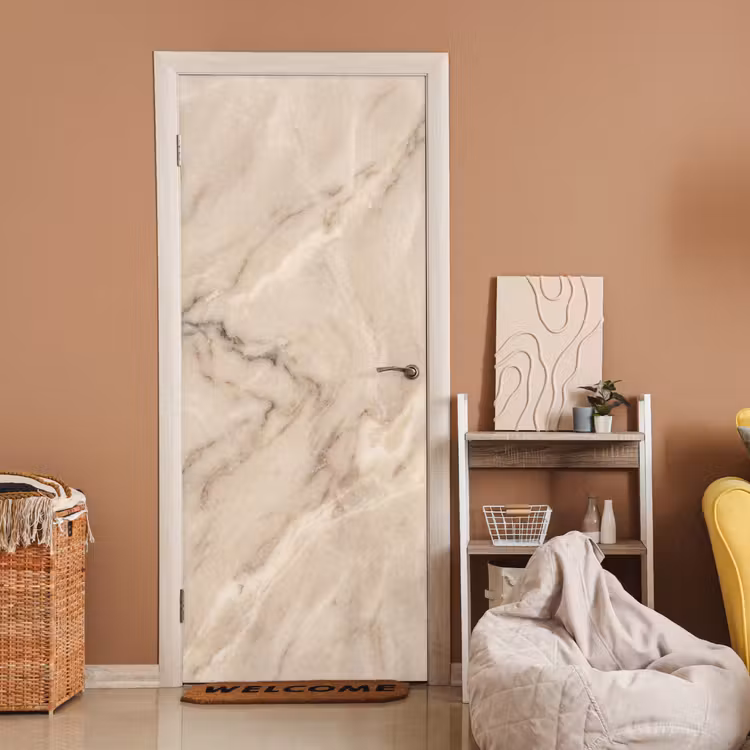Marmer - Patroon - Abstract - Modern - Beige deurposter klein -sfeer1
