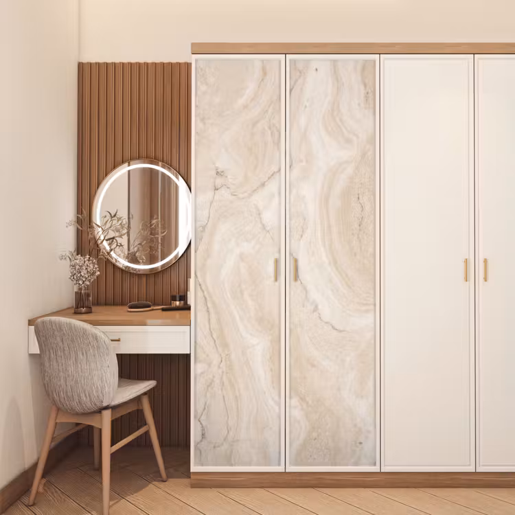 Marmer - Patroon - Beige - Steen - Abstract deurposter klein -sfeer3