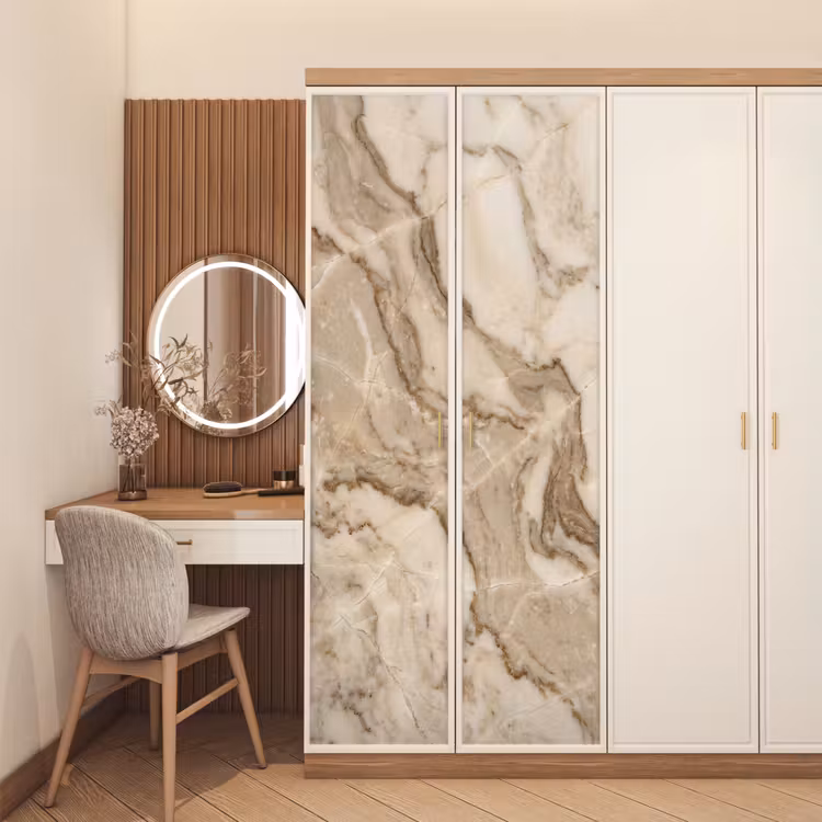 Marmer - Aderen - Textuur - Beige - Modern deurposter klein -sfeer3
