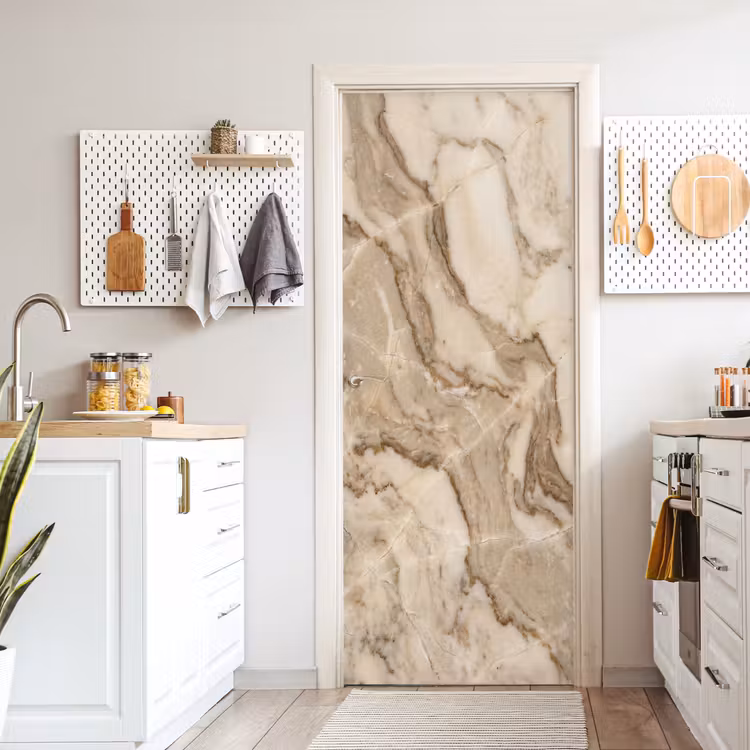 Marmer - Aderen - Textuur - Beige - Modern deurposter klein -sfeer5