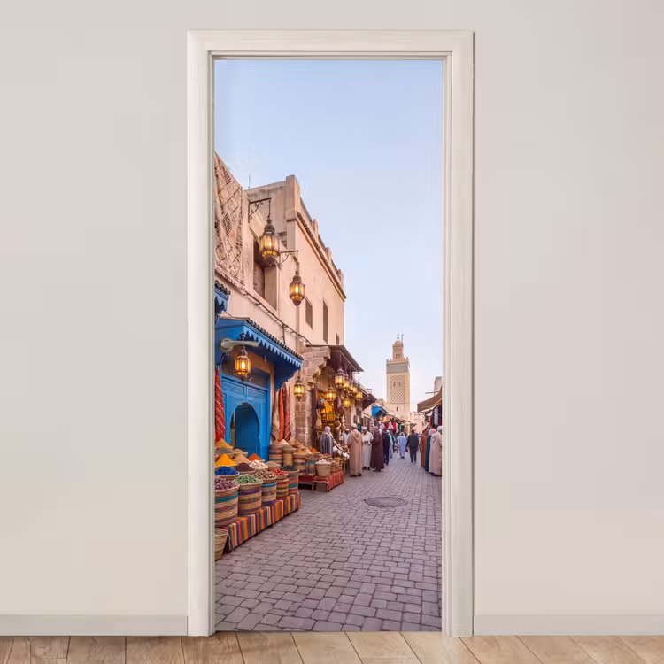 Door sticker - Market - Oriental - Colorful - Markt - Oosters - Kleurrijk deurposter klein