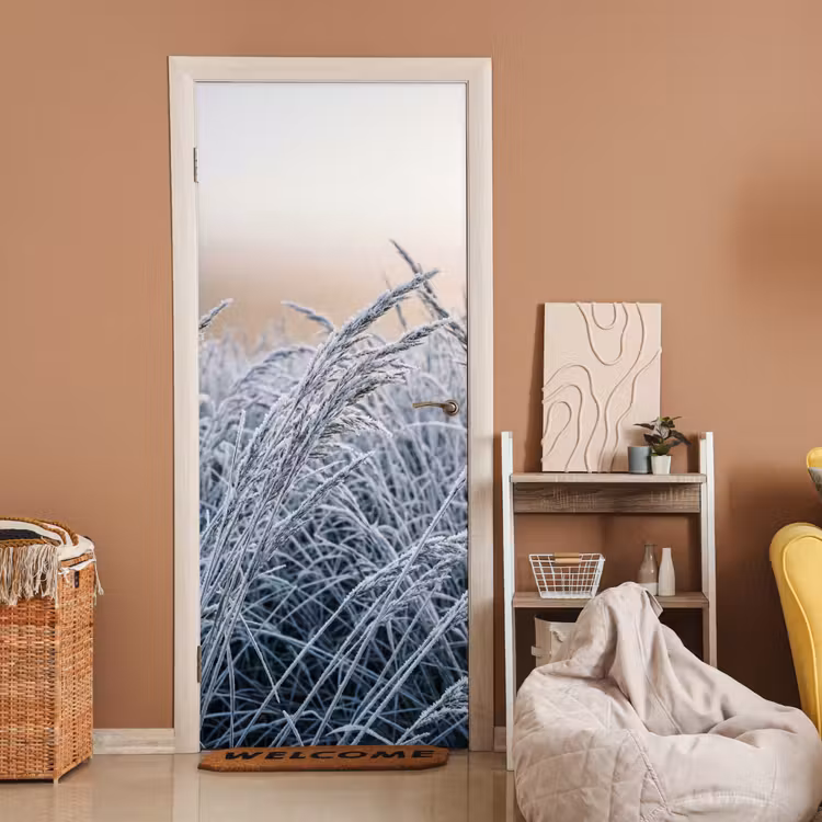 Rijp - Gras - Kristallen - Winter - Minimalistisch deurposter klein -sfeer1