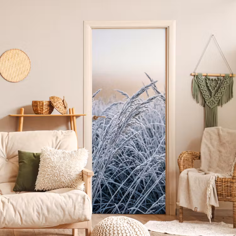 Rijp - Gras - Kristallen - Winter - Minimalistisch deurposter klein -sfeer2