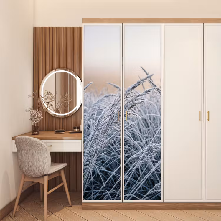 Rijp - Gras - Kristallen - Winter - Minimalistisch deurposter klein -sfeer3