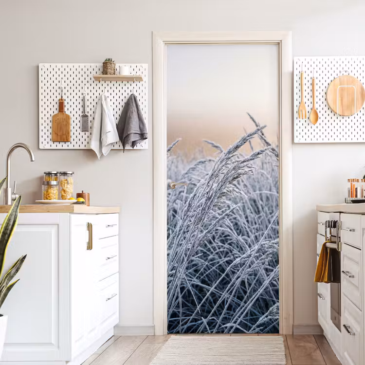 Rijp - Gras - Kristallen - Winter - Minimalistisch deurposter klein -sfeer5