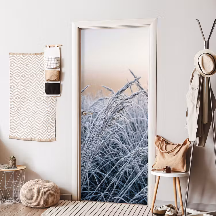 Rijp - Gras - Kristallen - Winter - Minimalistisch deurposter klein -sfeer6