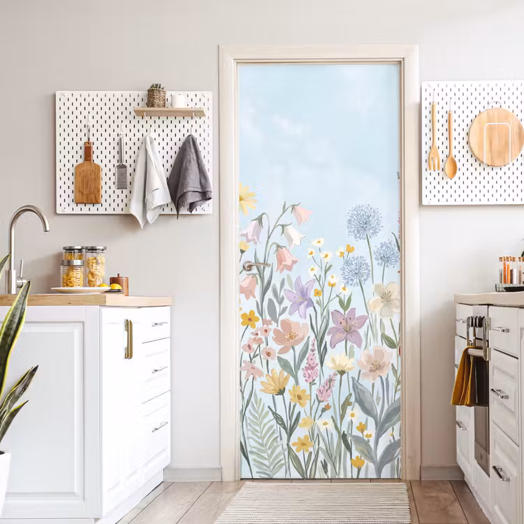 Weidebloemen - Illustratie - Kleurrijk deurposter klein -sfeer5