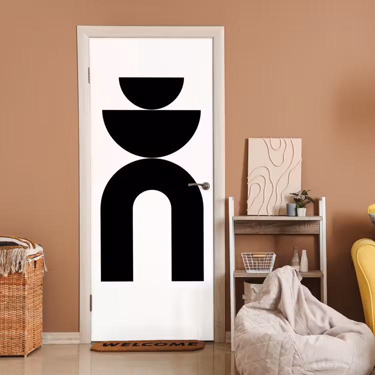 Door sticker - Minimalist - Art - White - Minimalistisch - Kunst - Wit deurposter klein