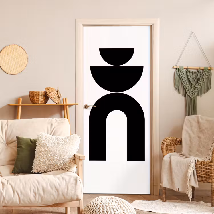 Door sticker - Minimalist - Art - White - Minimalistisch - Kunst - Wit deurposter klein