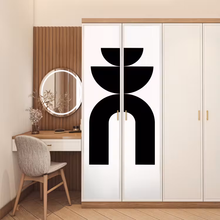 Door sticker - Minimalist - Art - White - Minimalistisch - Kunst - Wit deurposter klein