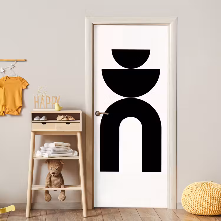 Door sticker - Minimalist - Art - White - Minimalistisch - Kunst - Wit deurposter klein