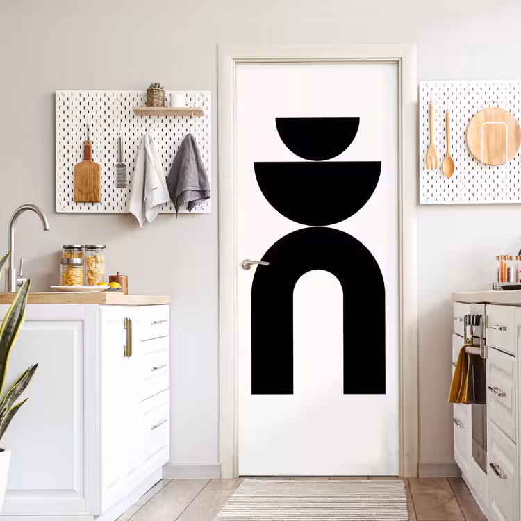 Door sticker - Minimalist - Art - White - Minimalistisch - Kunst - Wit deurposter klein