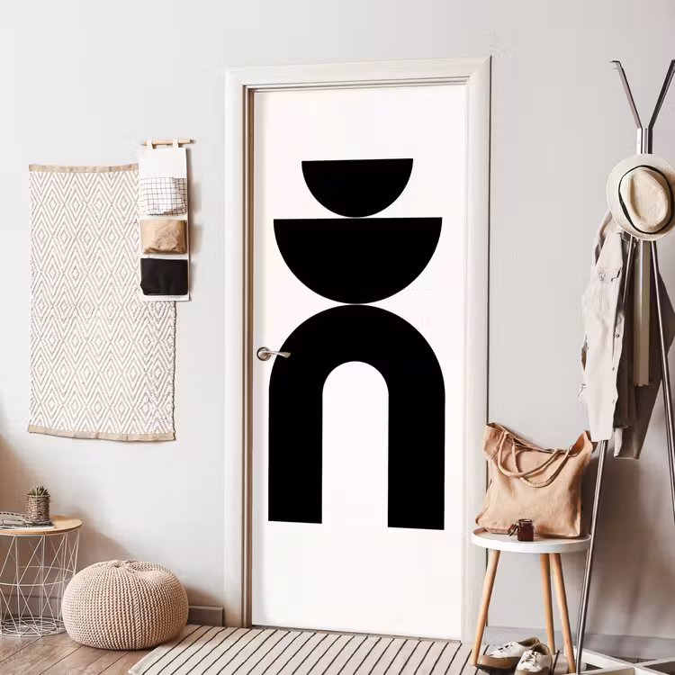 Door sticker - Minimalist - Art - White - Minimalistisch - Kunst - Wit deurposter klein