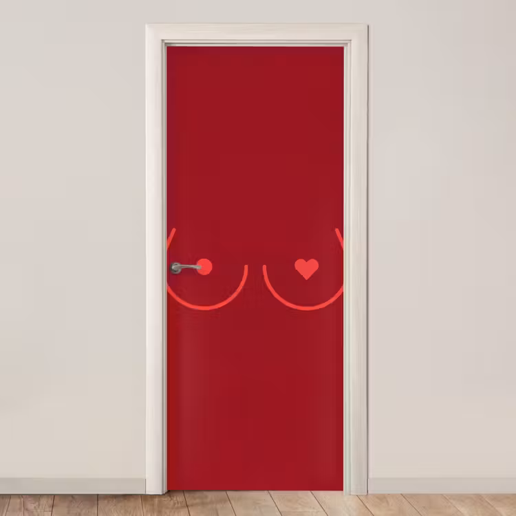 Minimalistisch - Lijnillustratie - Rood deurposter klein -3d_beige